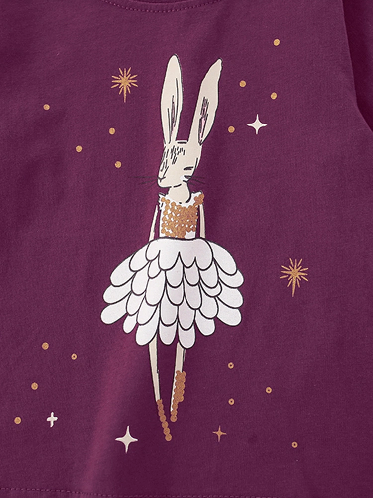 Toddler/Kid Girl 2pcs Cartoon rabbit print top and star print pants set