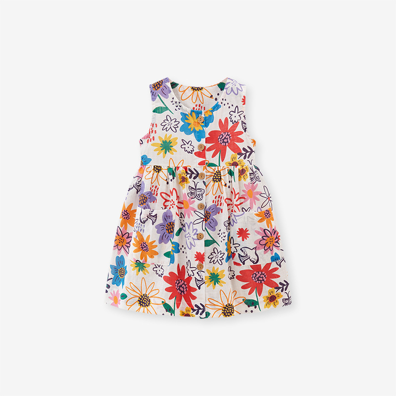 Littlemaven Summer Girls Sleeveless Floral Princess Dress