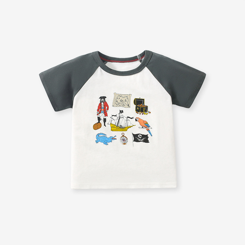 Little Maven Summer Boys Pure Cotton Printed Short-Sleeved T-shirt