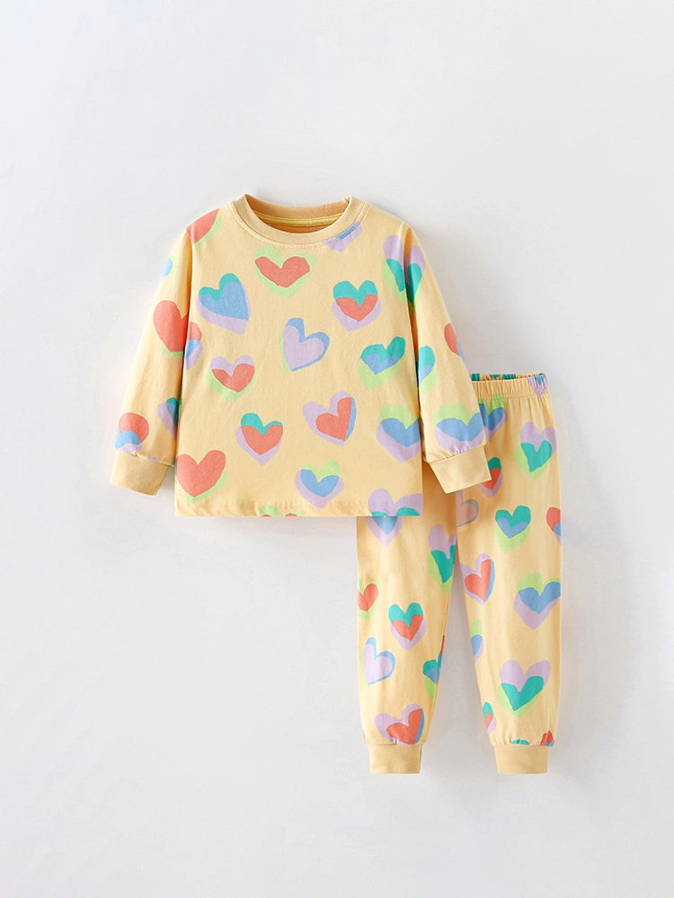 Little Maven Toddler/Kid Girl 2pcs Round Neck Long Sleeve Heart Print Pajamas Set