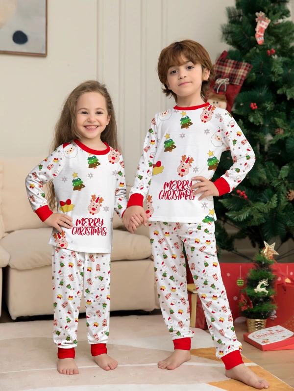 Christmas Family Pajamas Christmas tree print pajamas set