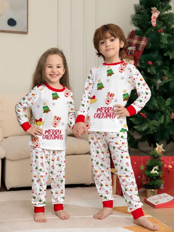 Christmas Family Pajamas Christmas tree print pajamas set