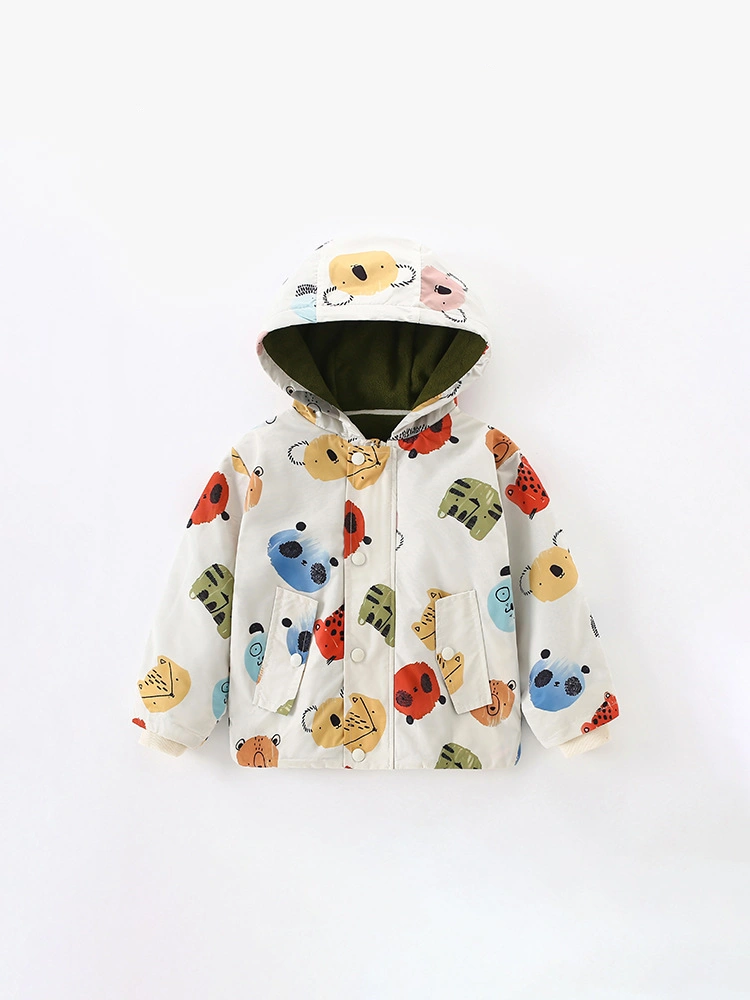 Little Maven Cartoon print zip-up jacket for girls
