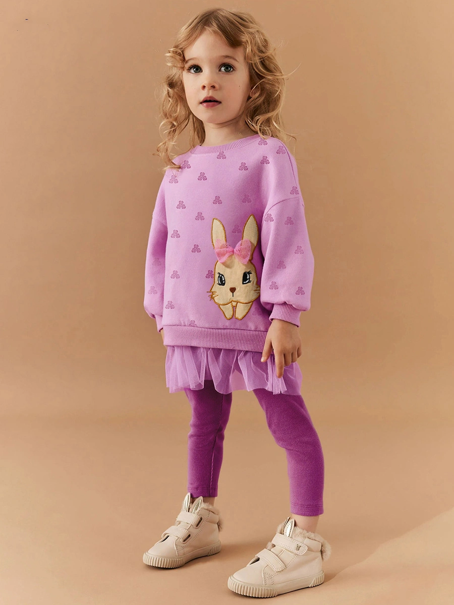 Toddler/Kid Girl Cartoon Rabbit Long-Sleeved Sweatshirt And Pants Set