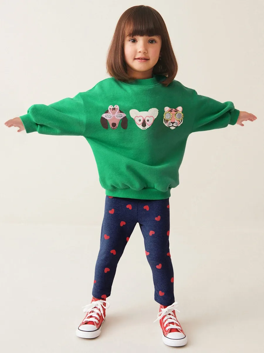 Little Maven Toddler/Kid Girl Cartoon Animal Embroidered Sweatshirt and Pants Set