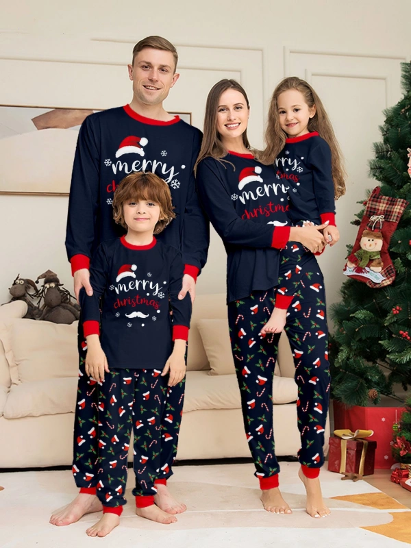 Christmas Family Pajamas Santa Hat White Beard Pajamas Set