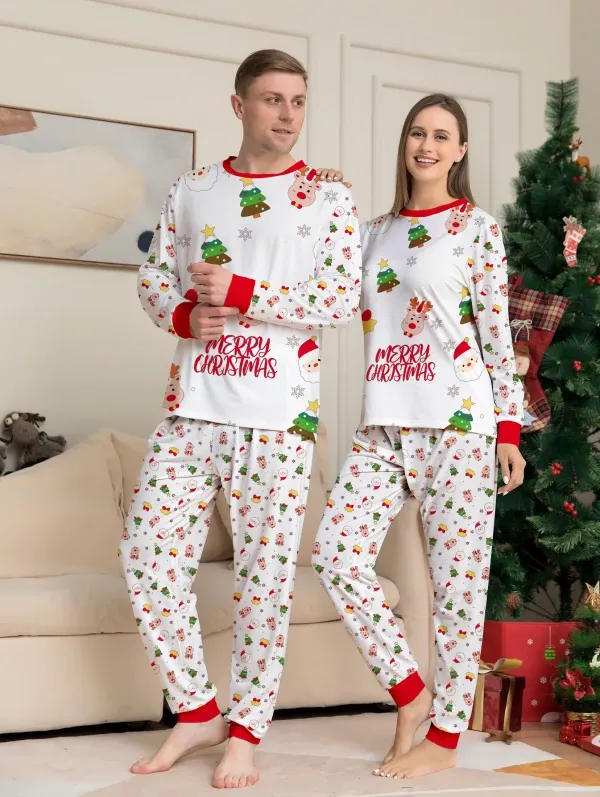 Christmas Family Pajamas Christmas tree print pajamas set