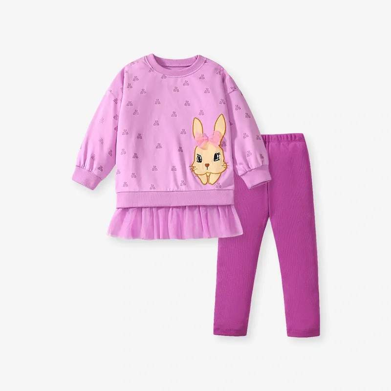 Little Maven Toddler/Kid Girl Cartoon Rabbit Long-Sleeved Sweatshirt And Pants Set