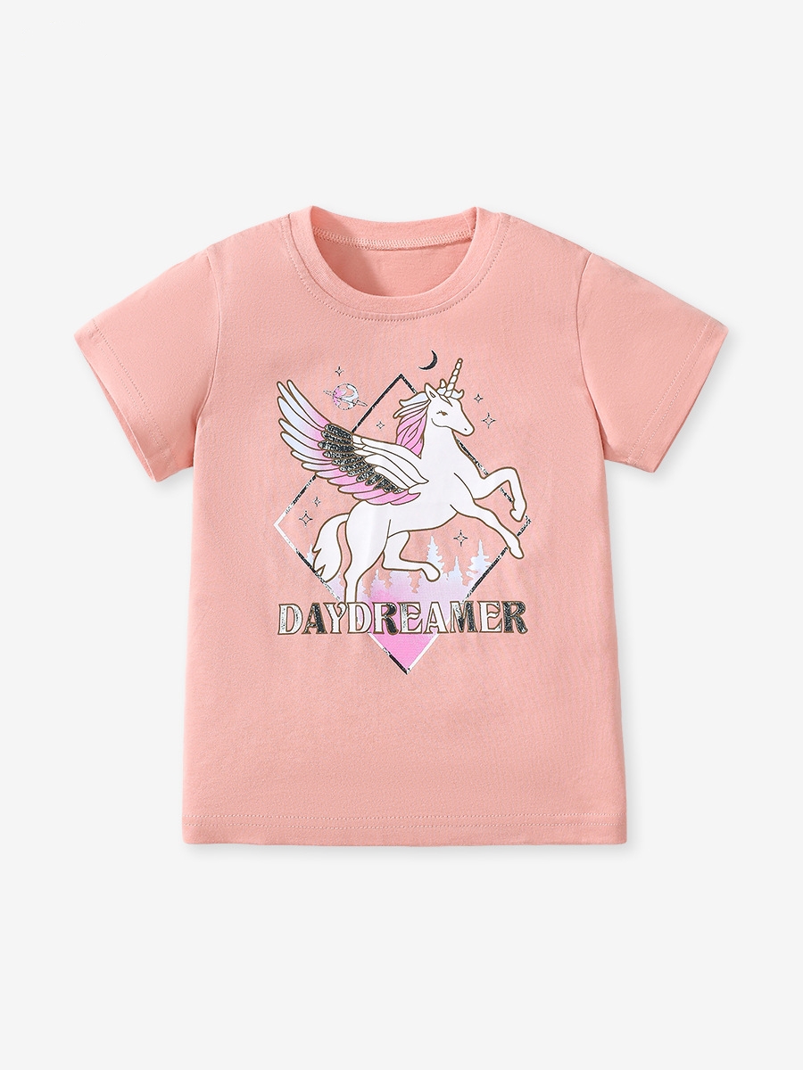 Little maven summer girls pure cotton printed short-sleeved T-shirt