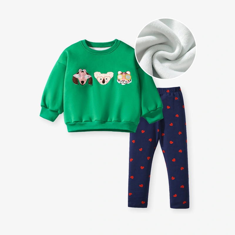 Little Maven Toddler/Kid Girl Cartoon Animal Embroidered Sweatshirt and Pants Set