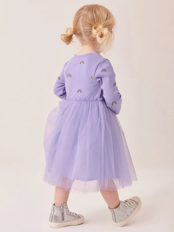 Toddler/Kid Girl Autumn Long Sleeve Mesh Cute Casual Dress