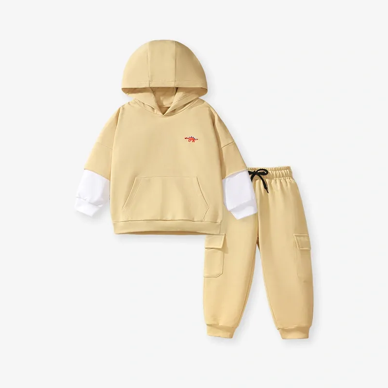 Toddler/Kid Boy 2pcs Dinosaur Embroidered Logo Hoodie and Pants Set