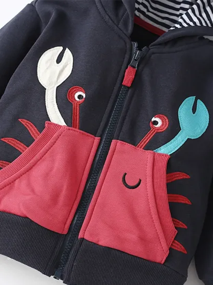 Little Maven Toddler/Kid Boy Casual Cartoon Crab Long Sleeved Hoodie
