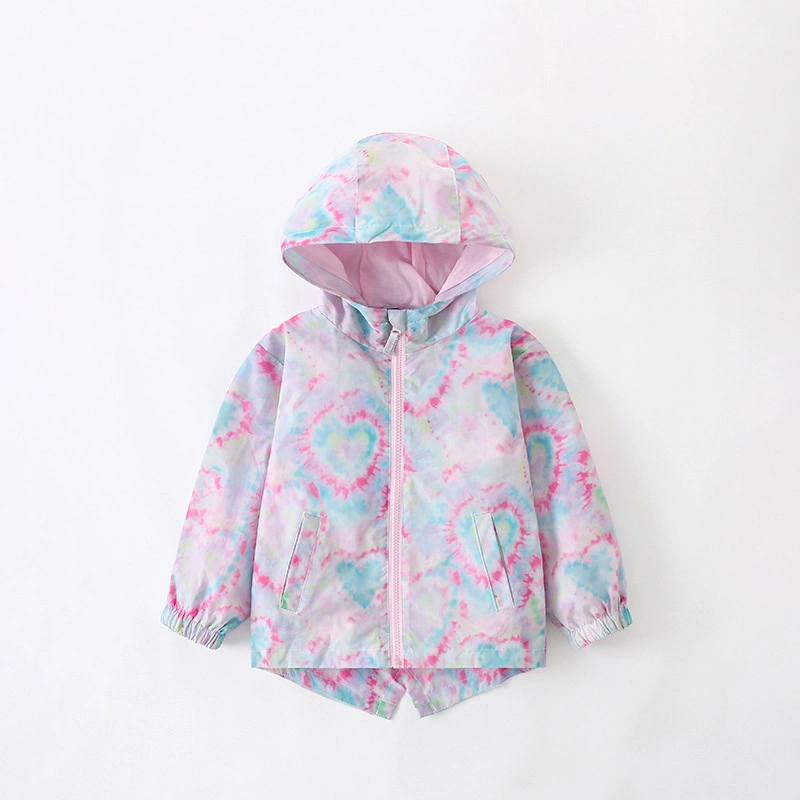 Little Maven Toddler girl wearing colorful printed hooded jacket