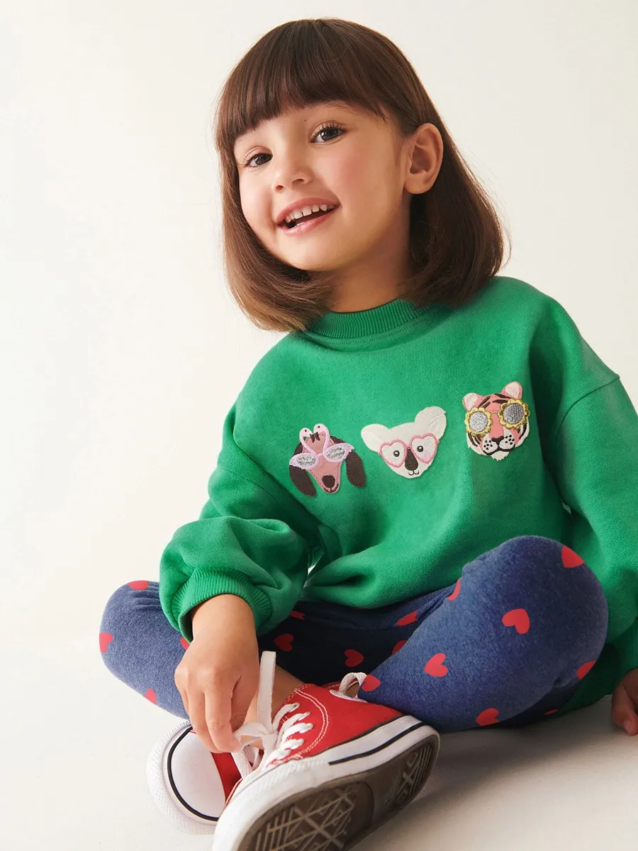 Little Maven Toddler/Kid Girl Cartoon Animal Embroidered Sweatshirt and Pants Set
