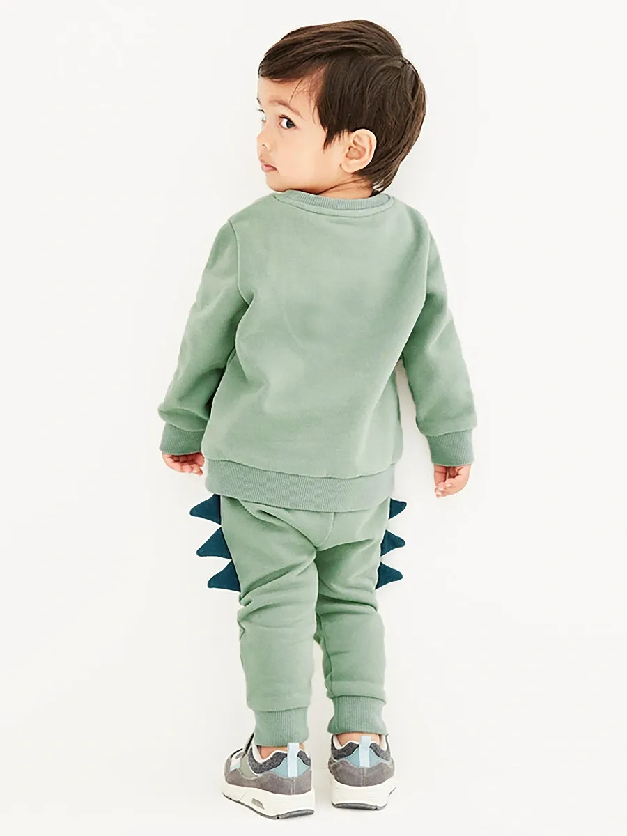 Toddler/Kid Boy 2pcs Crocodile Print Fleece Sweatshirt And Pants Set