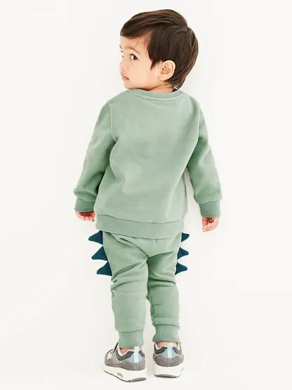 Toddler/Kid Boy 2pcs Crocodile Print Fleece Sweatshirt And Pants Set