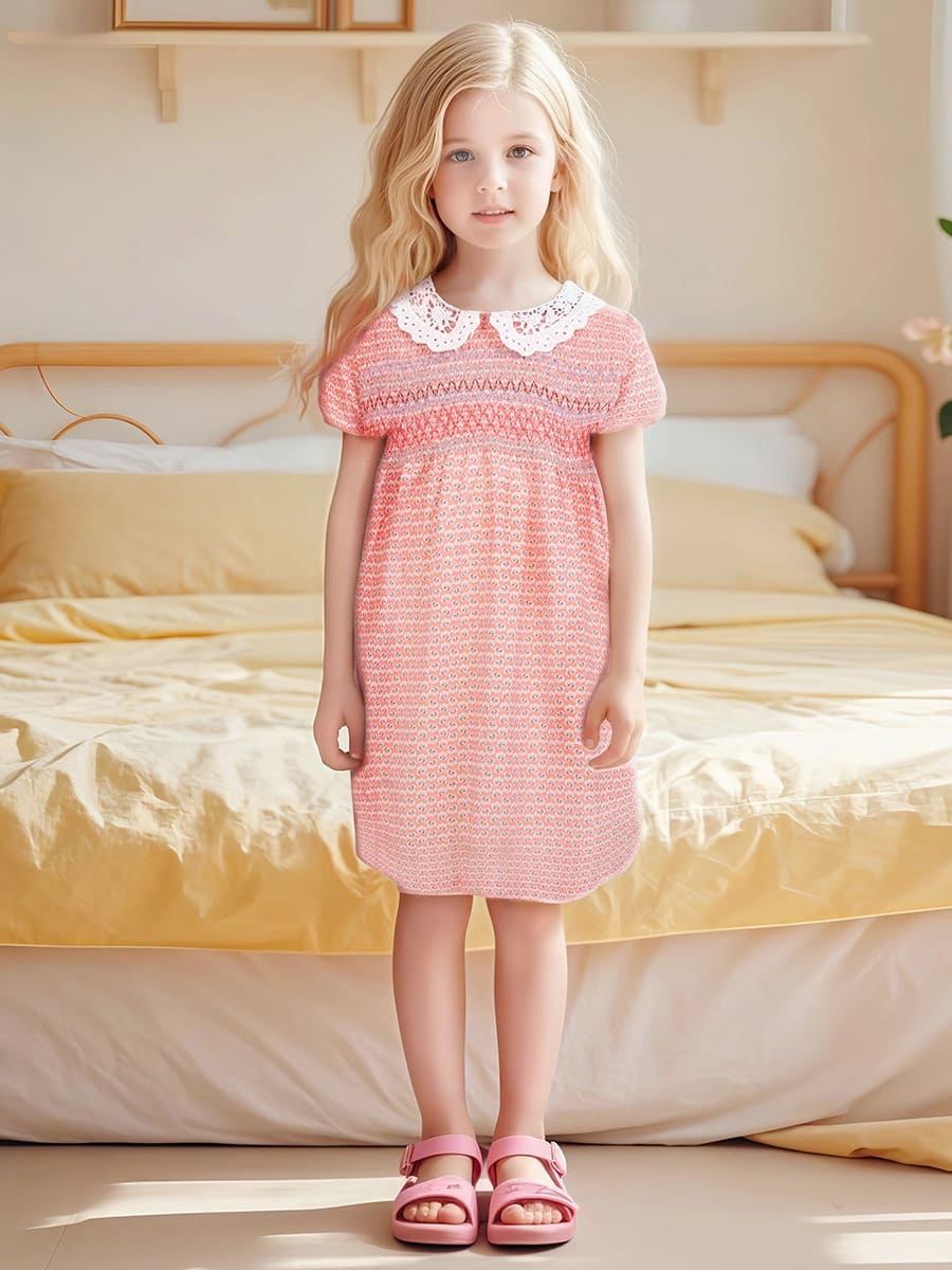 Little Maven Organic Cotton Floral Short-sleeved Dress for Kid Girls