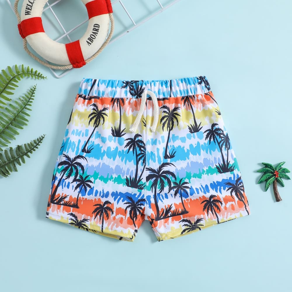 Adorable Cartoon Print Swim Trunks for Toddler Boys - Quick-Dry