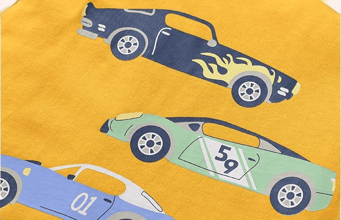 Toddler Boys Cartoon Car Printed Cotton Machine Washable Tee