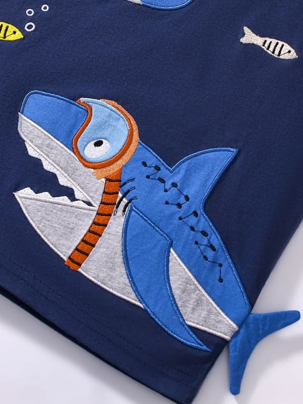 Little Maven Shark Adventure Toddler Boys Cotton Tee & Shorts Set