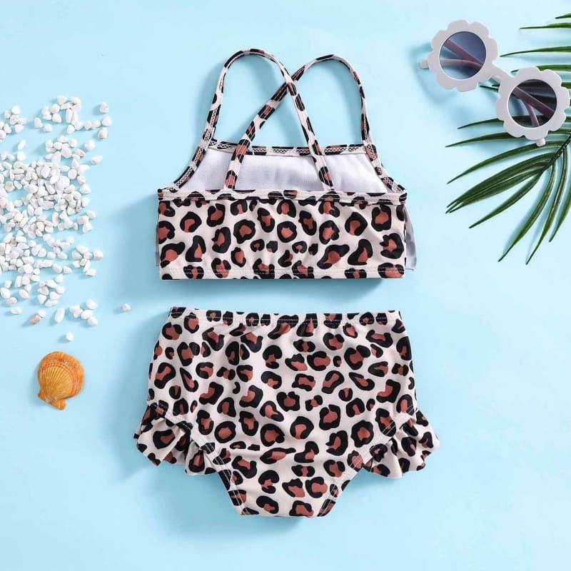 Toddler Girls 2-piece Leopard Print Swimsuit