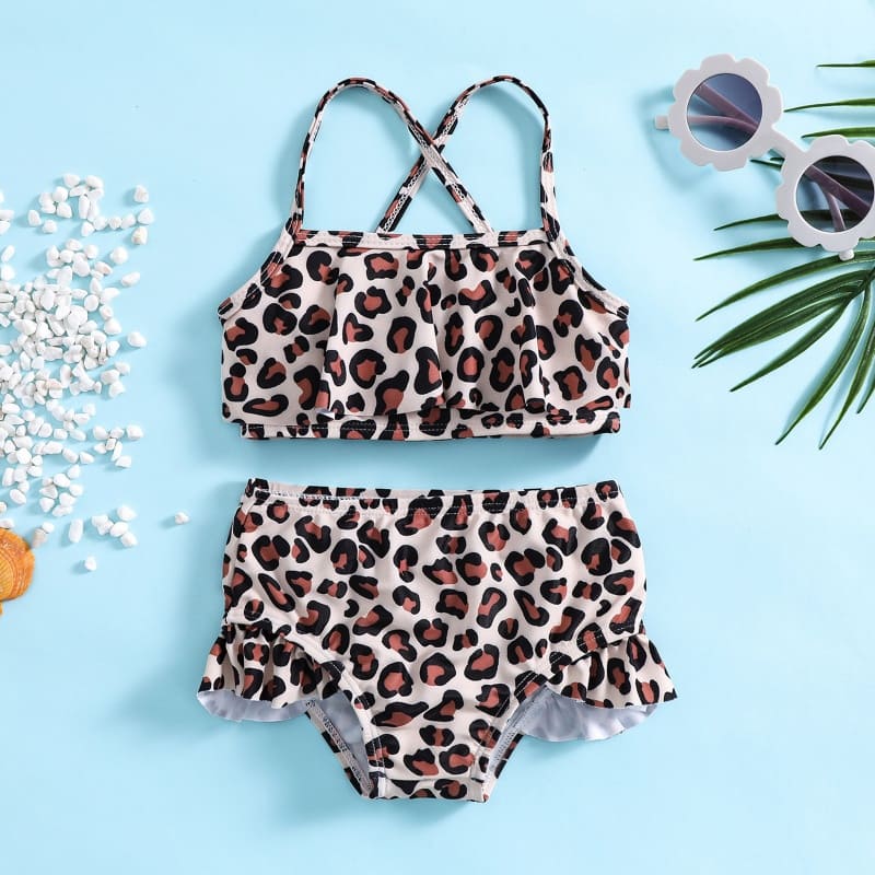Toddler Girls 2-piece Leopard Print Swimsuit