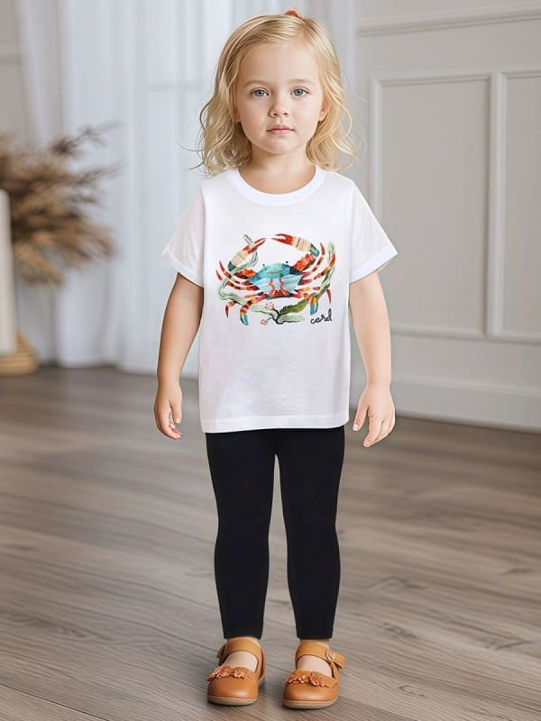 Little Maven Adorable Crab Print 2-Piece Cotton Set for Toddler Girls