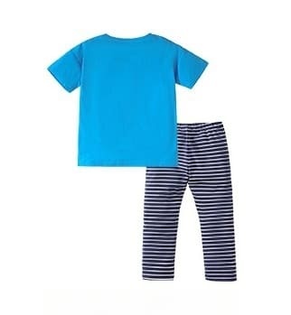Toddler Girls 2pcs Sunflower Cotton Dress and Striped Pants Set