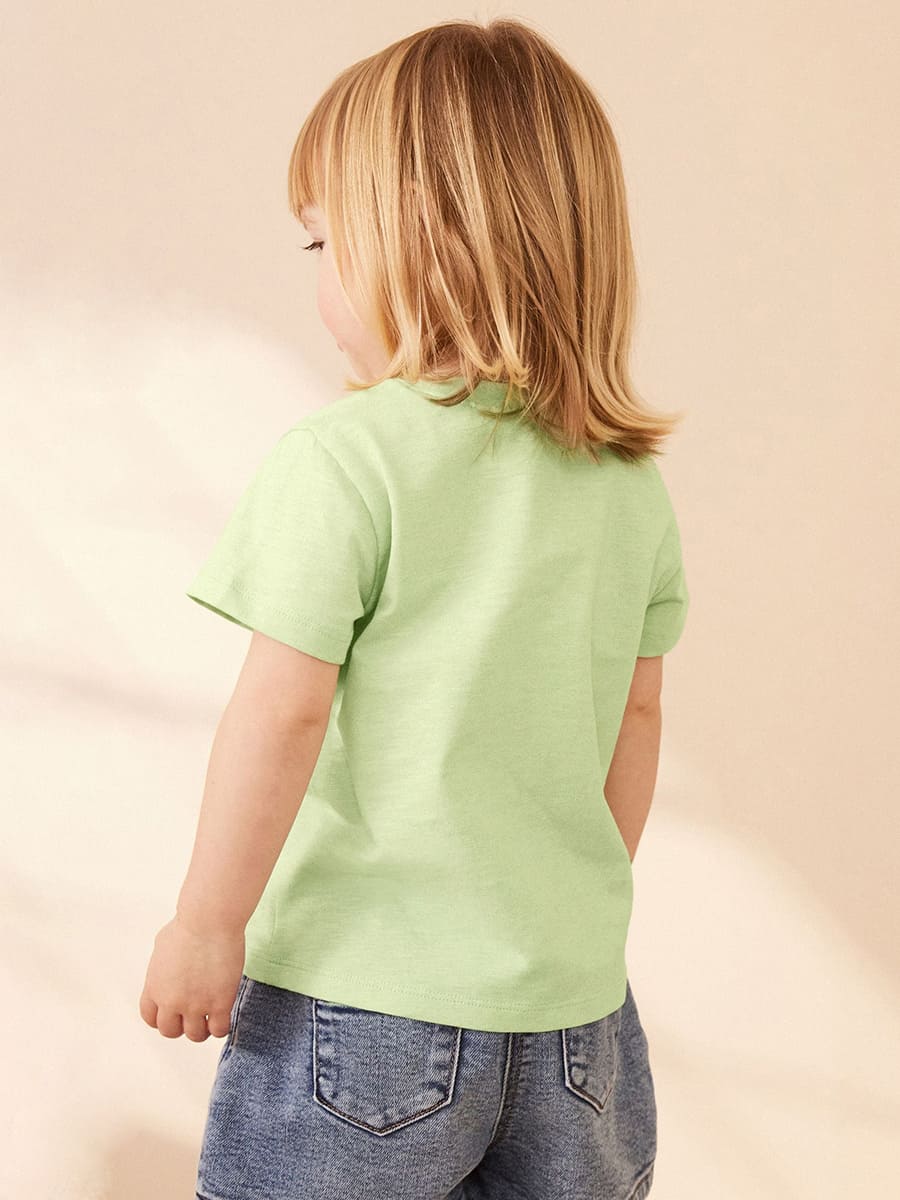 Toddler Girls Animal Dinosaur Print Cotton Short Sleeve Tee