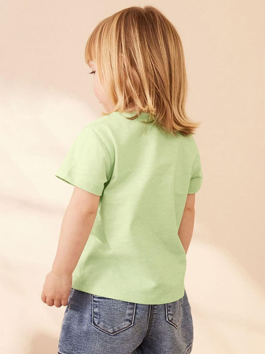 Toddler Girls Animal Dinosaur Print Cotton Short Sleeve Tee