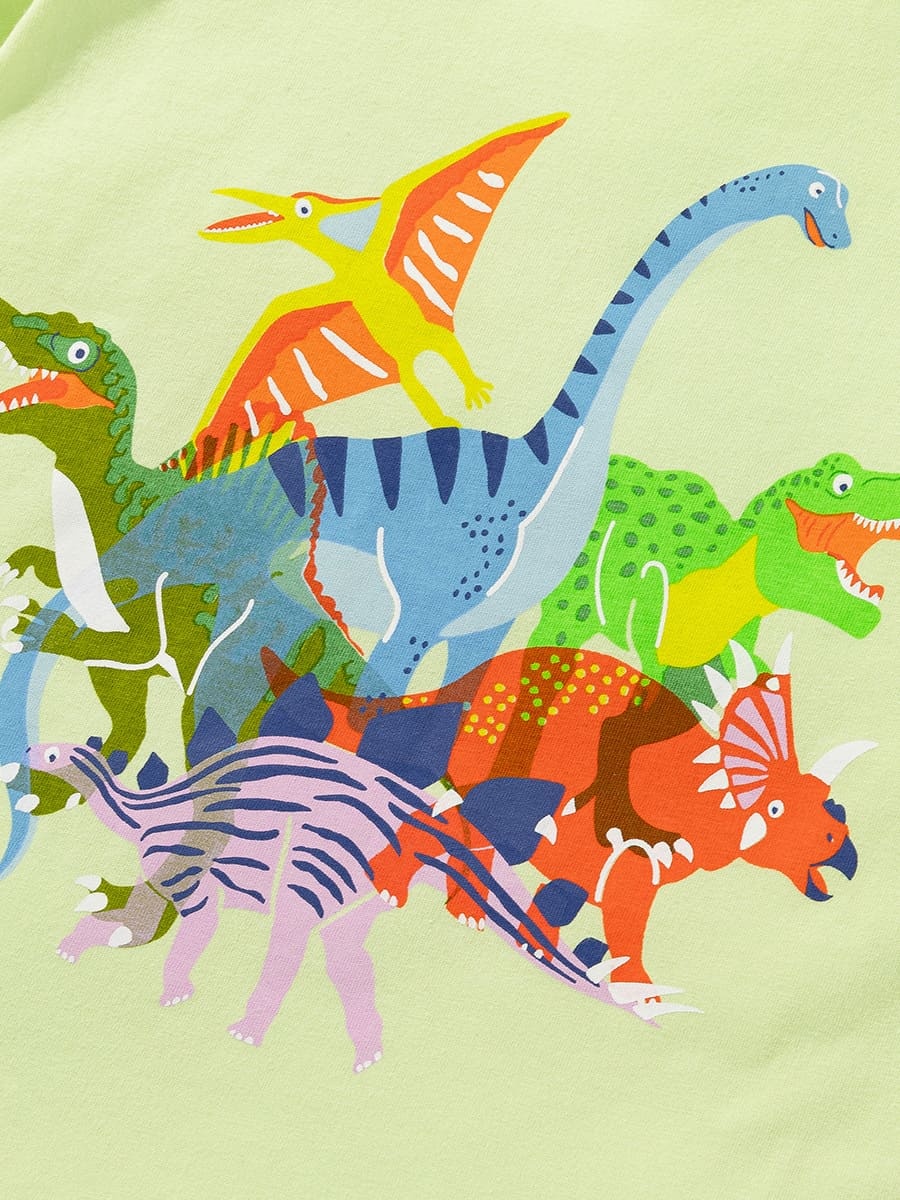 Toddler Girls Animal Dinosaur Print Cotton Short Sleeve Tee