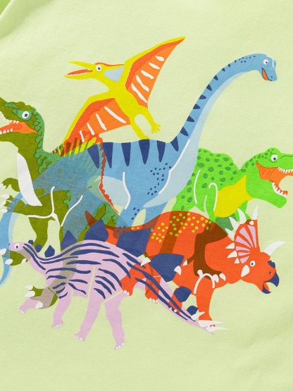 Toddler Girls Animal Dinosaur Print Cotton Short Sleeve Tee