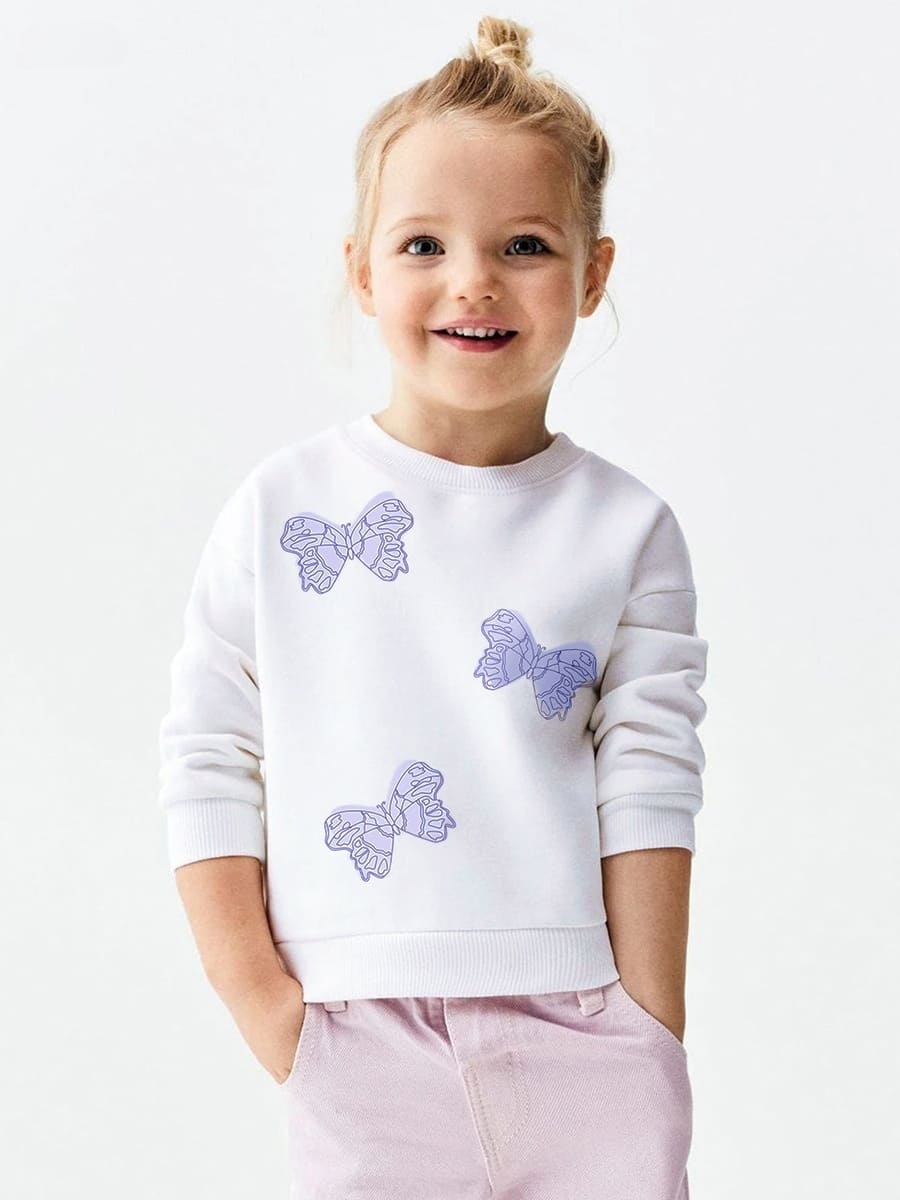 Little Maven Organic Cotton Butterfly Print Crew Neck Sweatshirt