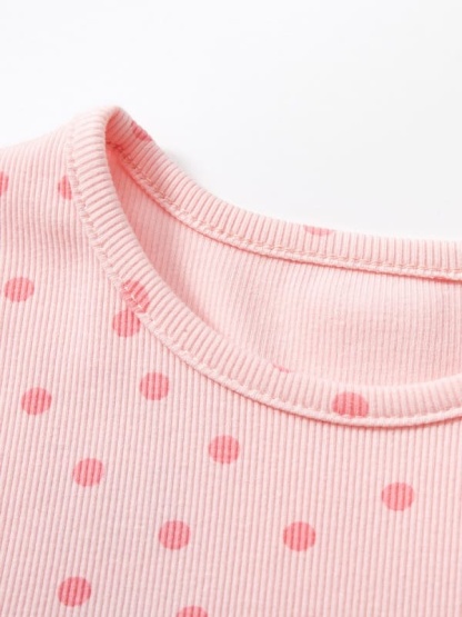 Toddler Girls Cotton Polka Dot Printed Colorful Mesh Dress