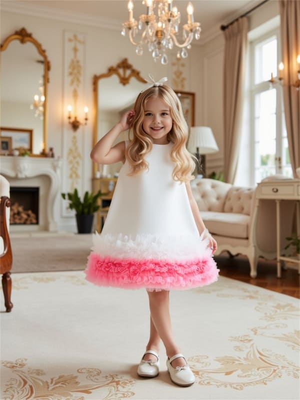 Toddler Girls Mesh Colorblock Sleeveless Princess Dress