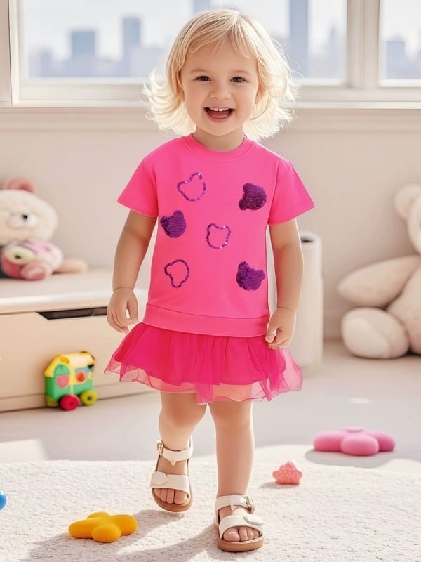 Little Maven Sparkle & Shine Sequin Dress for Toddler Girls 