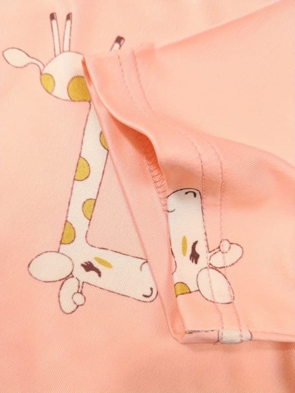 Toddler & Kid Cartoon Animal Print Cotton Short Sleeve Home Pajama Set