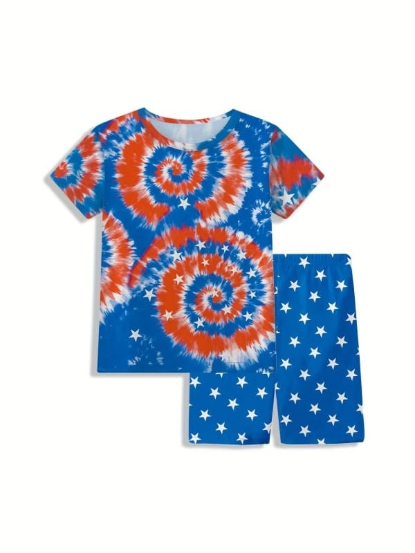 Toddler & Kids 2pcs hip-hop print short-sleeve and shorts set