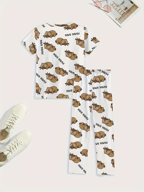 Little Maven Organic Cotton Bear & Letter Print Pajama Set for Kids