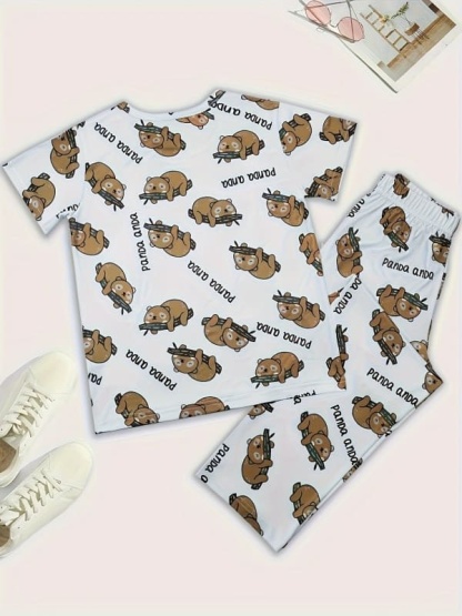 Little Maven Organic Cotton Bear & Letter Print Pajama Set for Kids