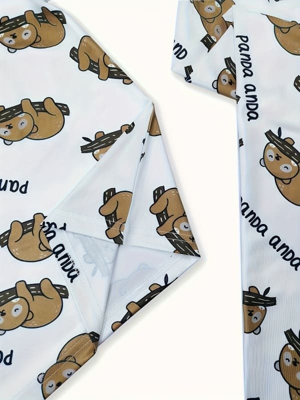 Little Maven Organic Cotton Bear & Letter Print Pajama Set for Kids