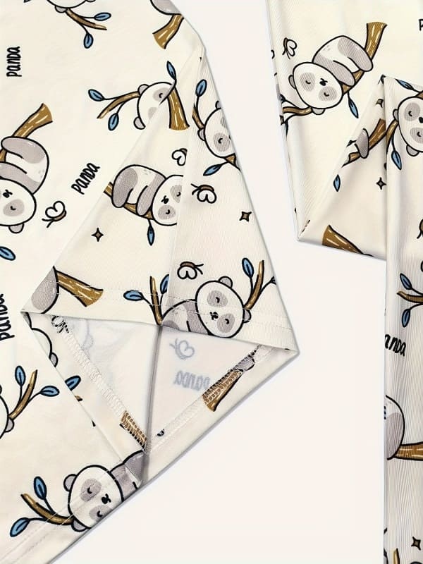 Toddler & Kids cute panda print home short-sleeved pajamas set