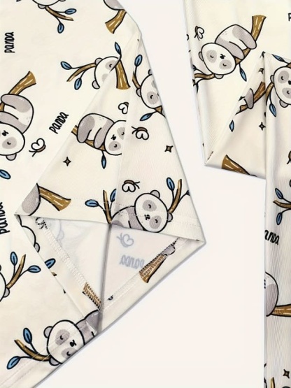 Toddler & Kids cute panda print home short-sleeved pajamas set