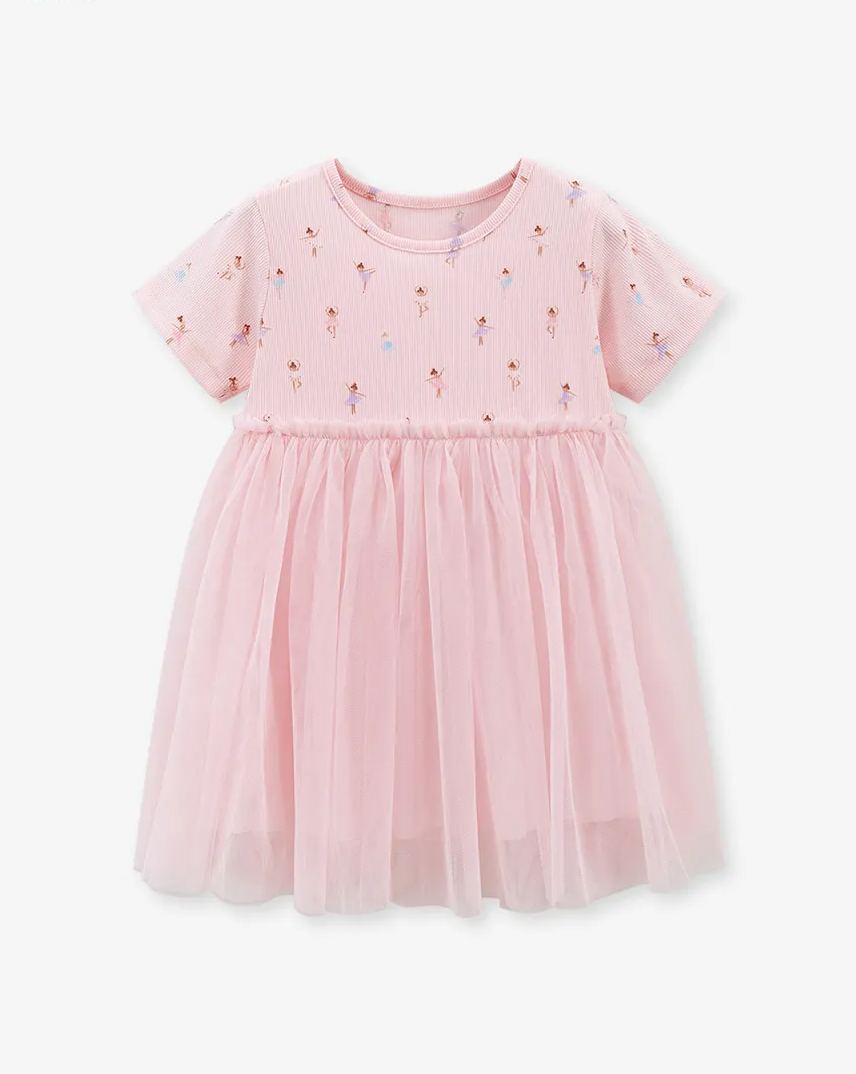 Littlemaven Summer Mesh Short Sleeve Girls Dress