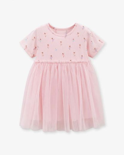 Littlemaven Summer Mesh Short Sleeve Girls Dress