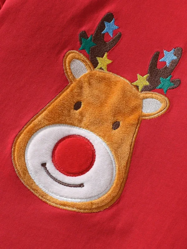 Toddler/Kid Girl 2pcs Cute Elk Embroidered Long Sleeve Tee and Pants Set