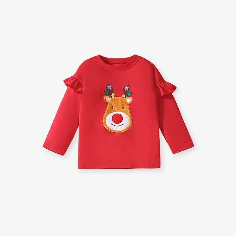 Toddler/Kid Girl 2pcs Cute Elk Embroidered Long Sleeve Tee and Pants Set