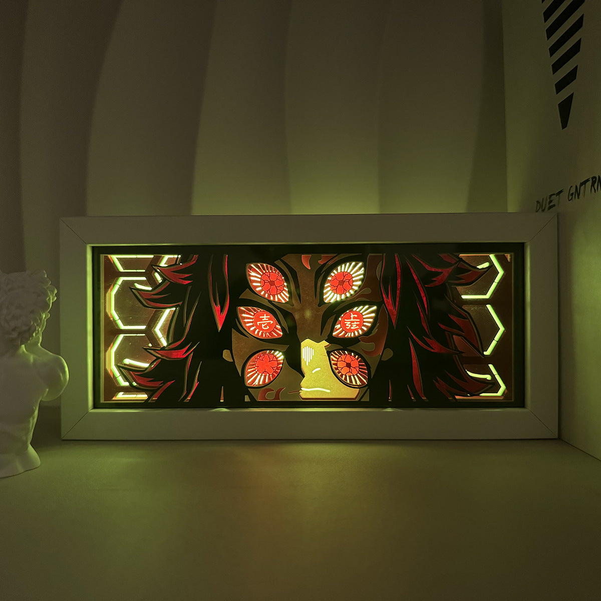 Demon Slayer Kokushibo Paper Carving Lamp Photo Frame