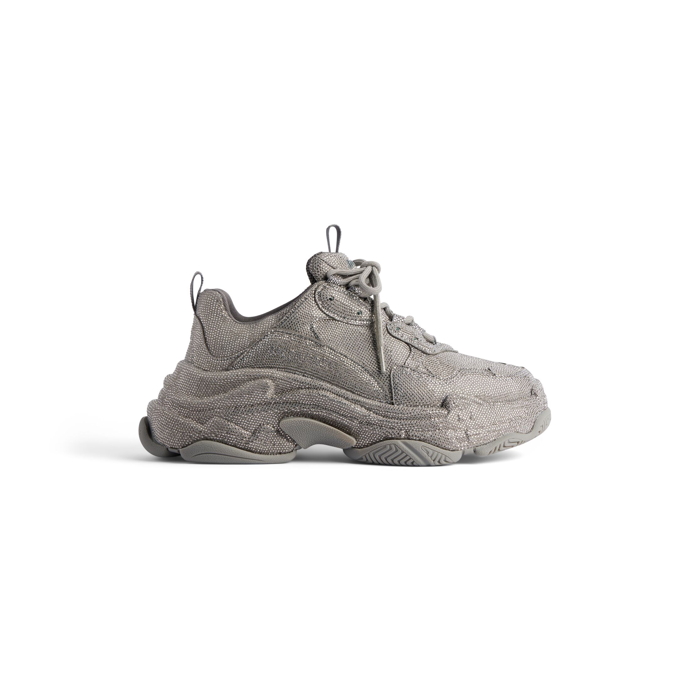 WOMEN'S TRIPLE S SNEAKER WITH RHINESTONES IN DARK GREY